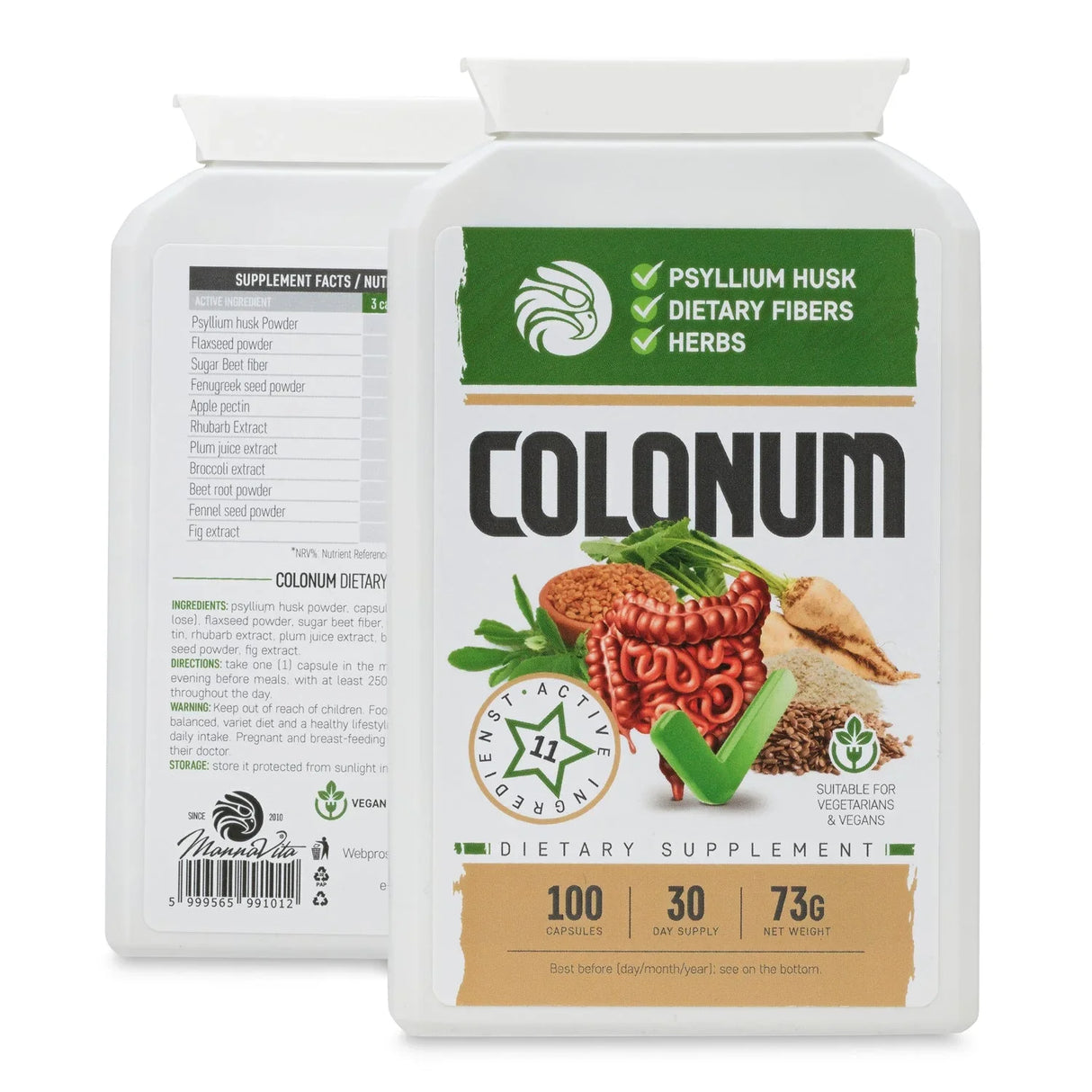 COLONUM colon cleansing & gut restore capsules • 100 capsules - Mannavita