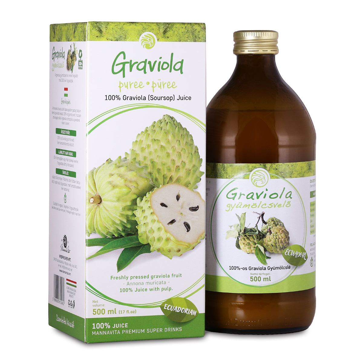 Mannavita Graviola 100% gepresstes reines Püree • 500 ml