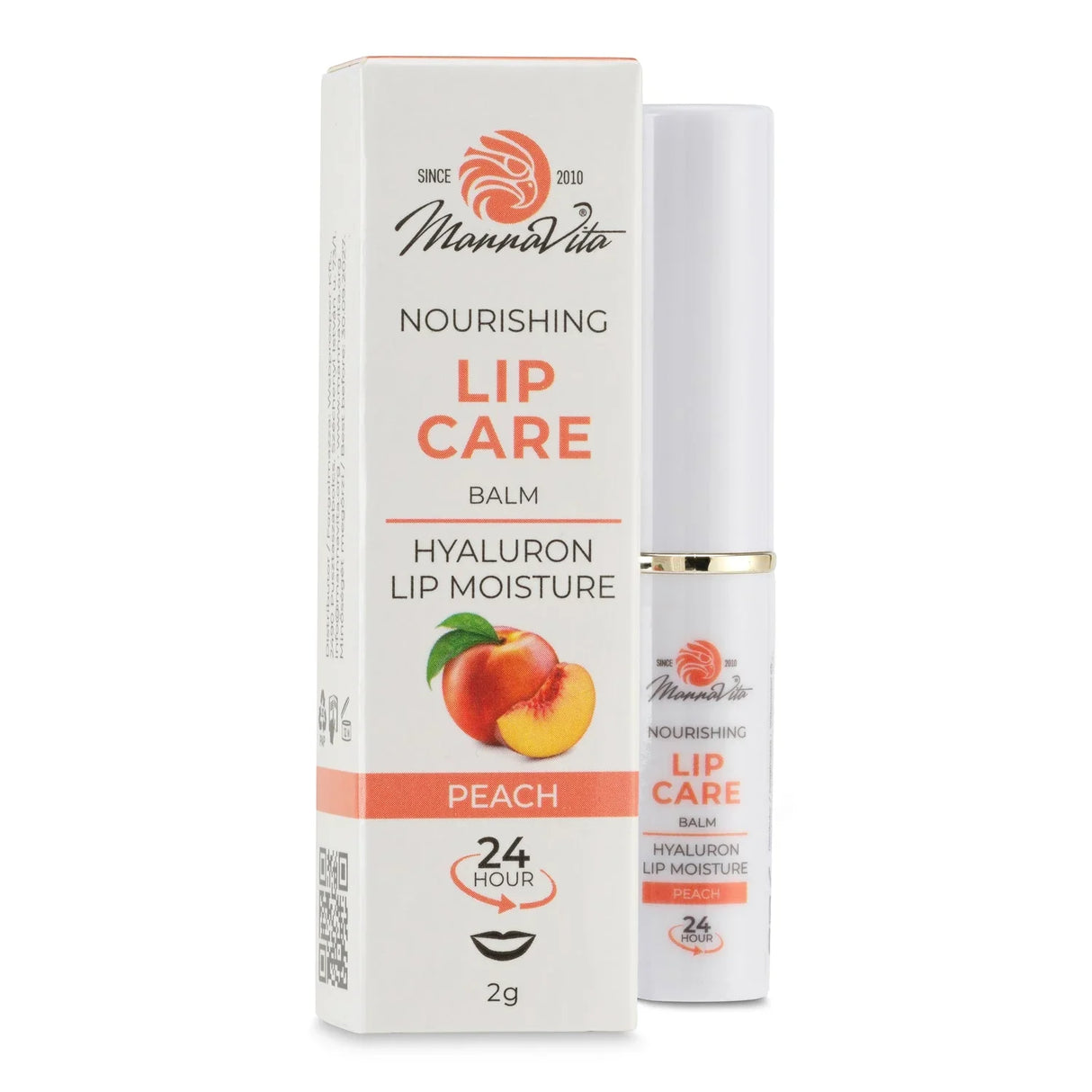 Mannavita Lip Balm with Hyaluronic Acid • Deep-nourishing • PEACH - Mannavita