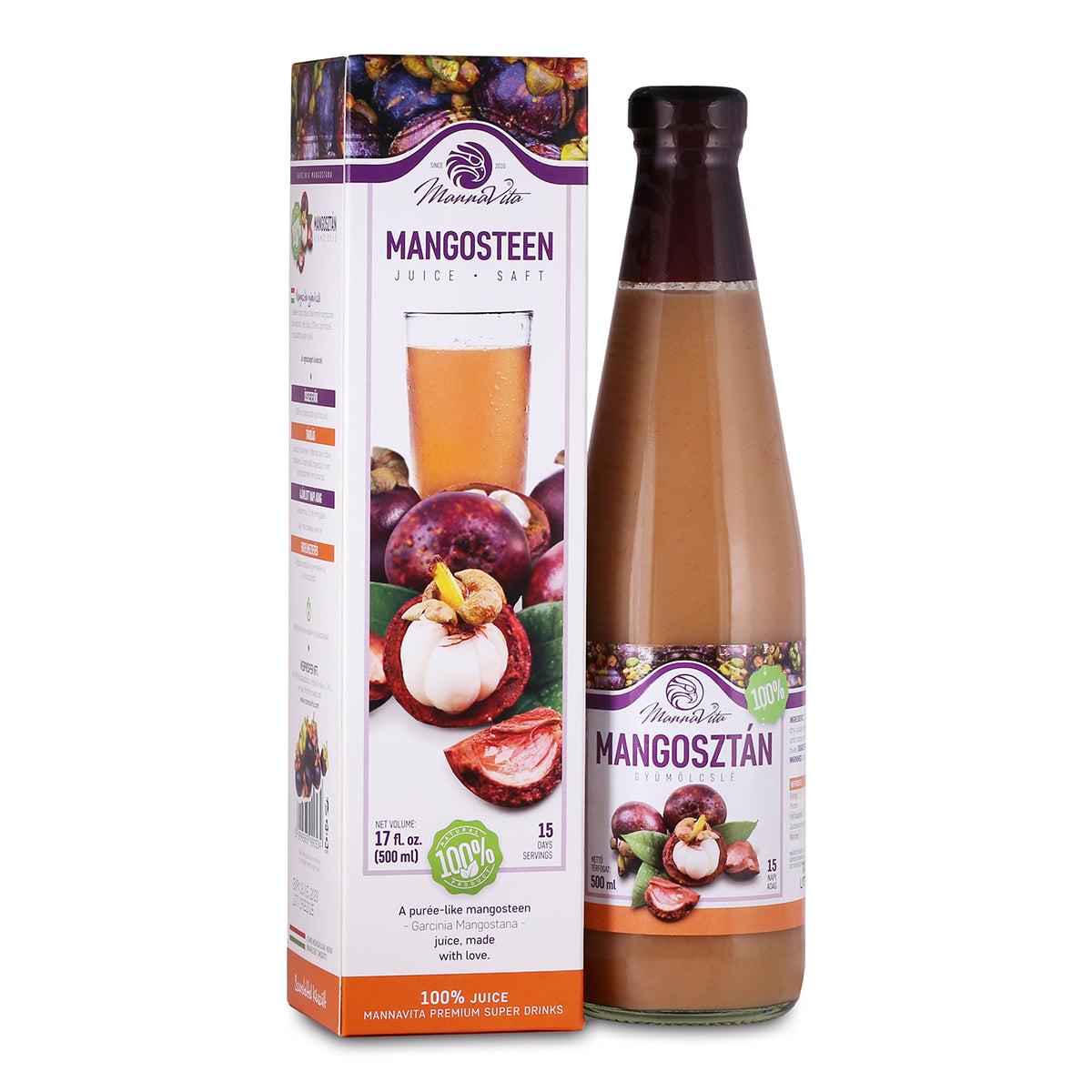 Mannavita Mangostan 100% gepresstes reines Püree • 500 ml