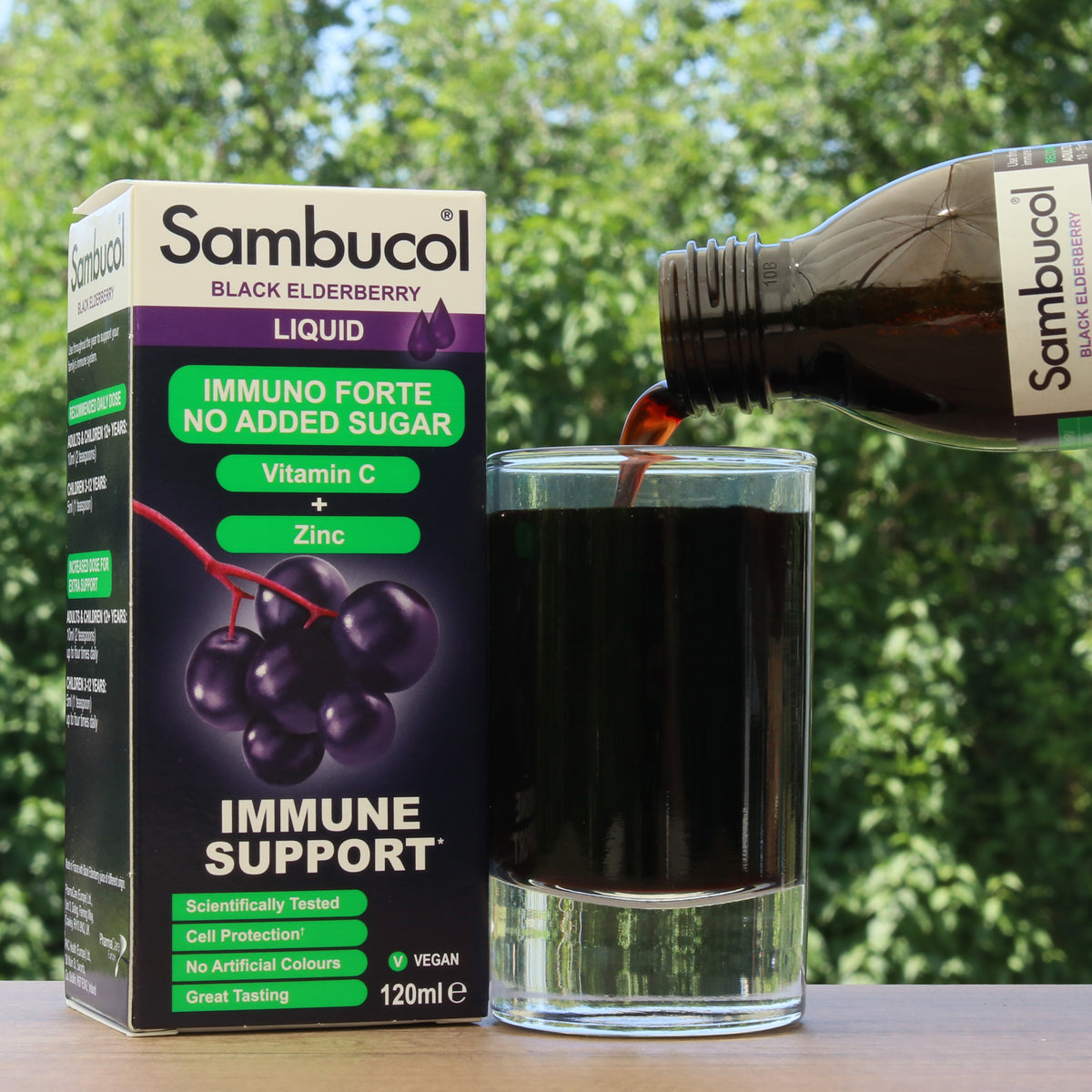 Sambucol Schwarzer Holunderbeersirup, zuckerfrei • 120 ml