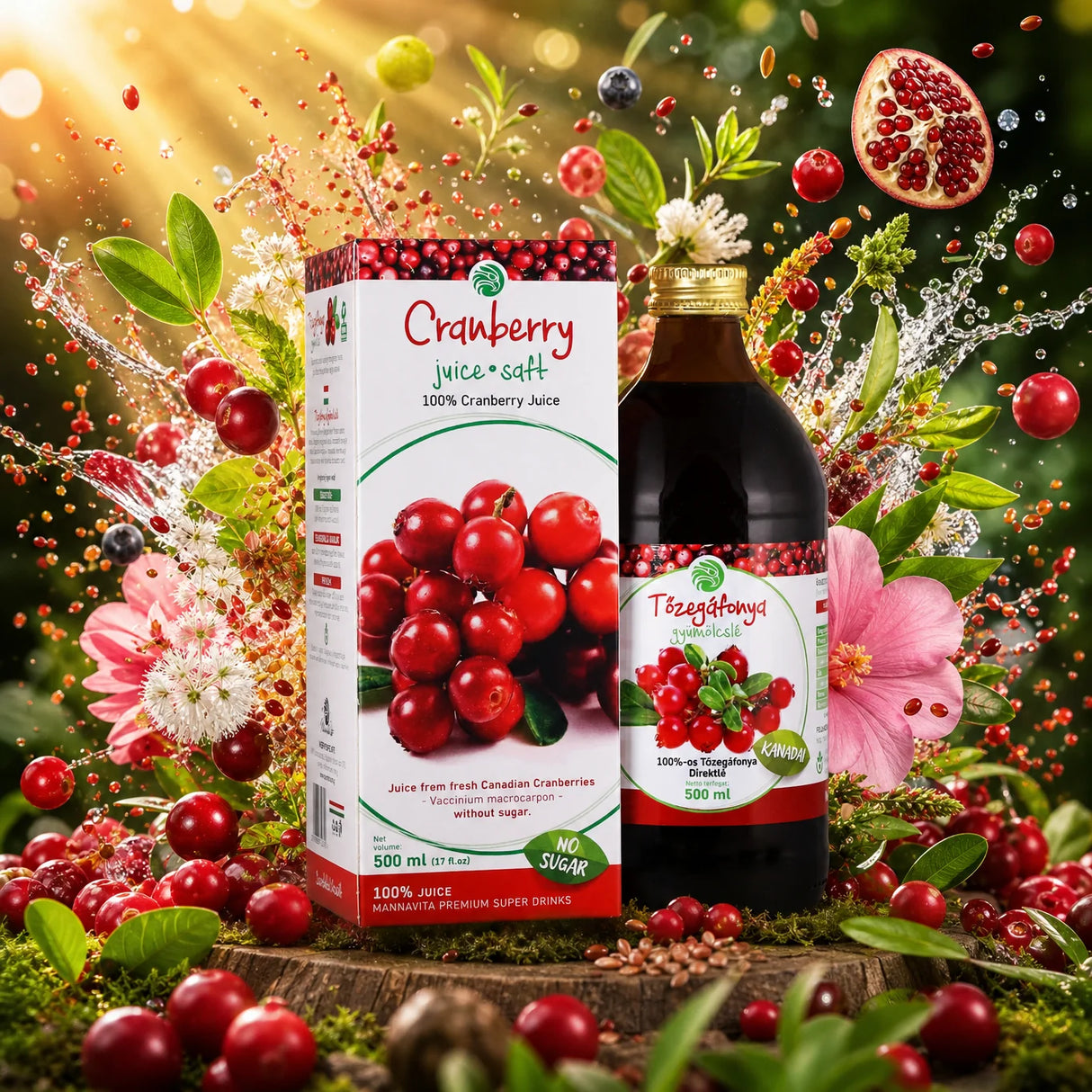 Mannavita Cranberry 100% gepresster reiner Saft • 500 ml