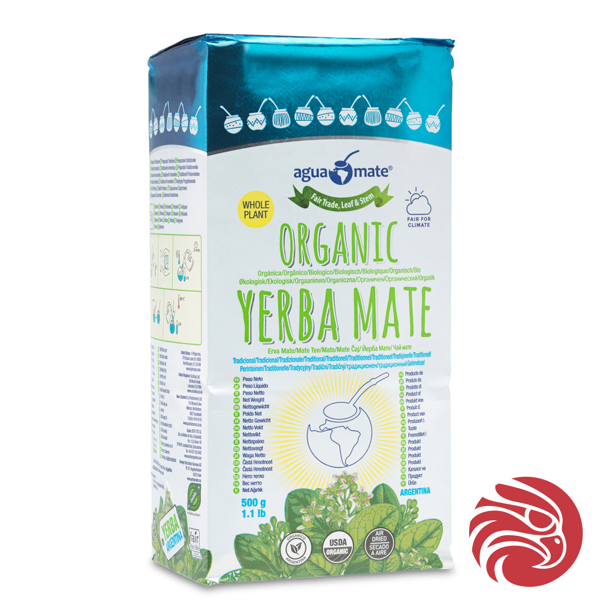 Aguamate Bio-Yerba-Mate • Mit Stängeln hergestellt • 500 g