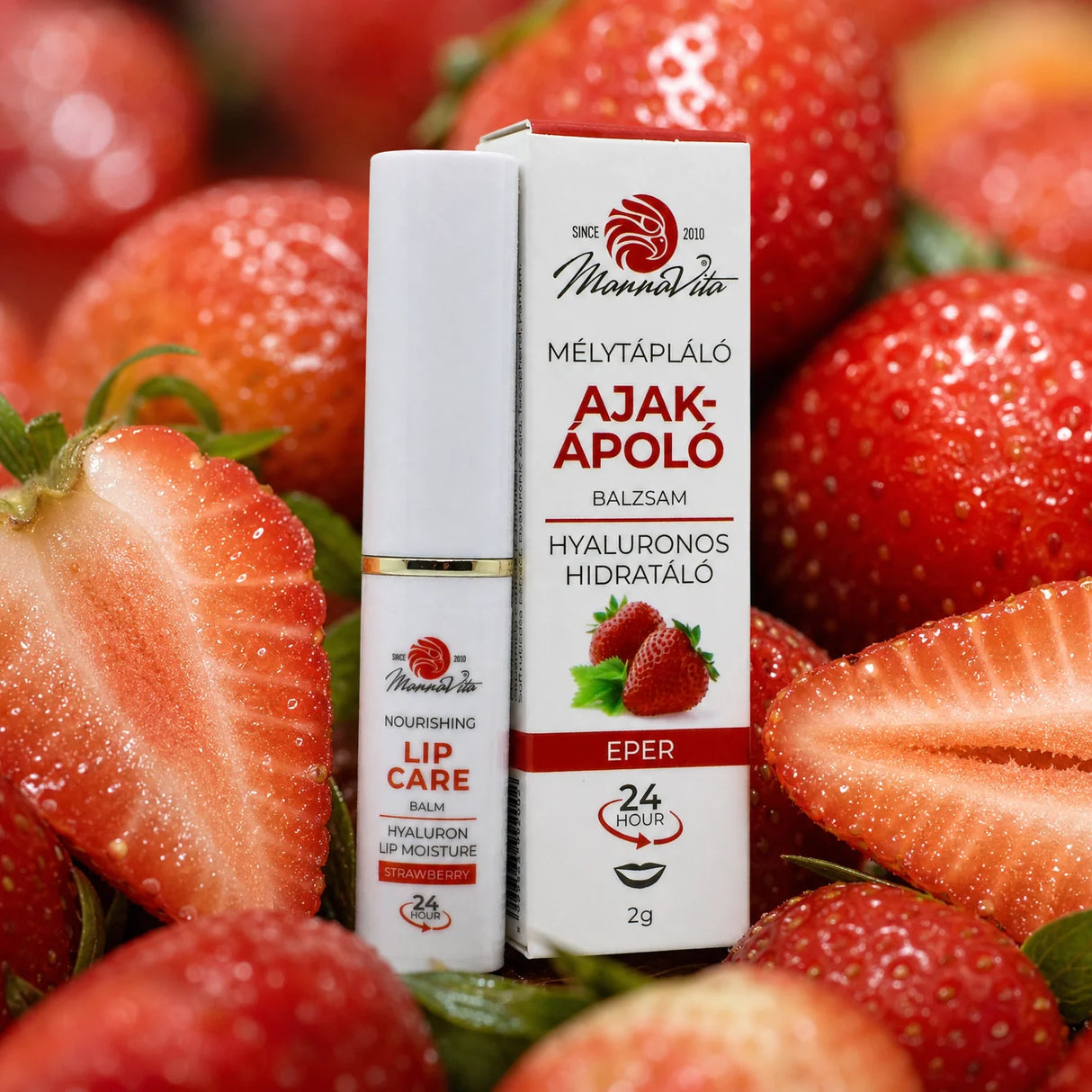 Mannavita Lip Balm mit Hyaluronsäure • Tiefenpflege • ERDBEERE