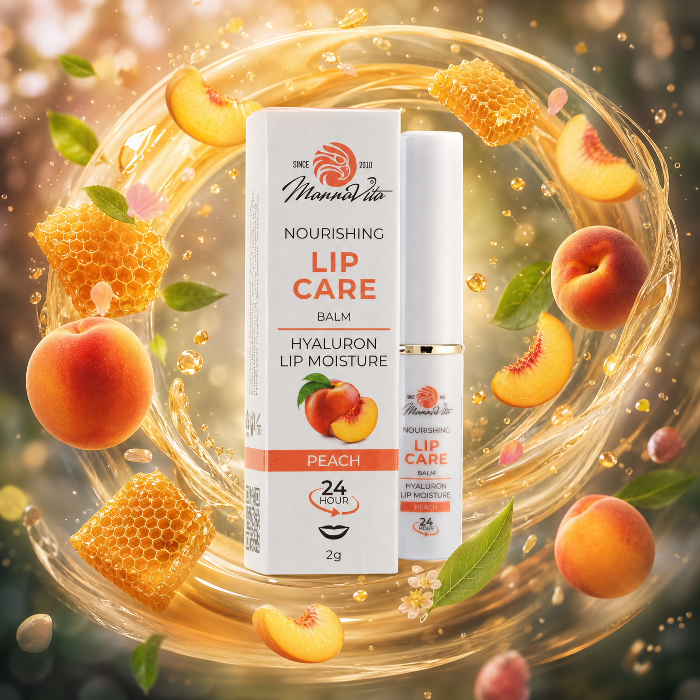 Mannavita Lip Balm mit Hyaluronsäure • Tiefenpflege • PFIRSICH
