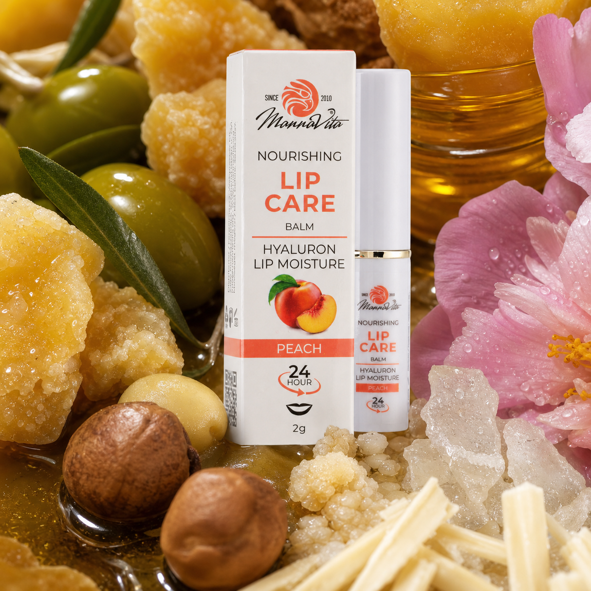 Mannavita Lip Balm mit Hyaluronsäure • Tiefenpflege • PFIRSICH