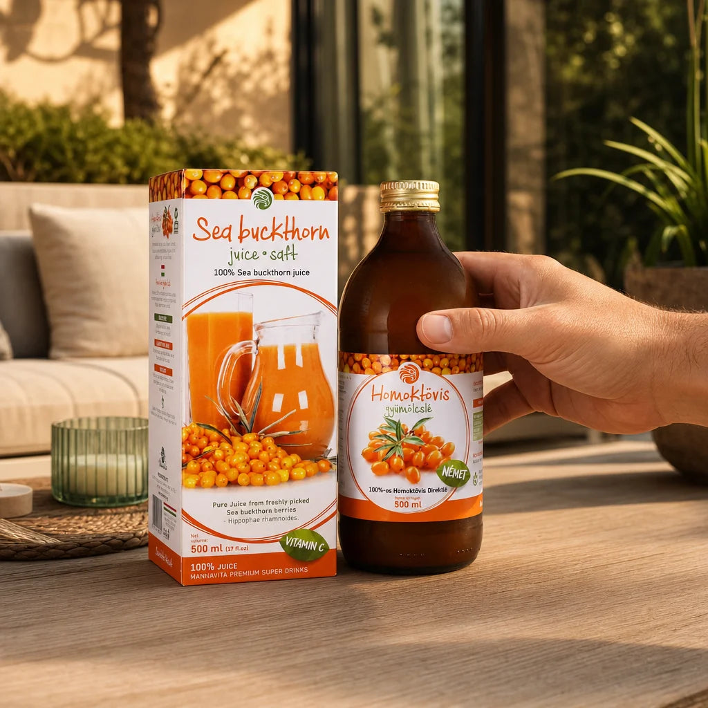 Mannavita Sanddorn 100% gepresster reiner Saft • 500 ml