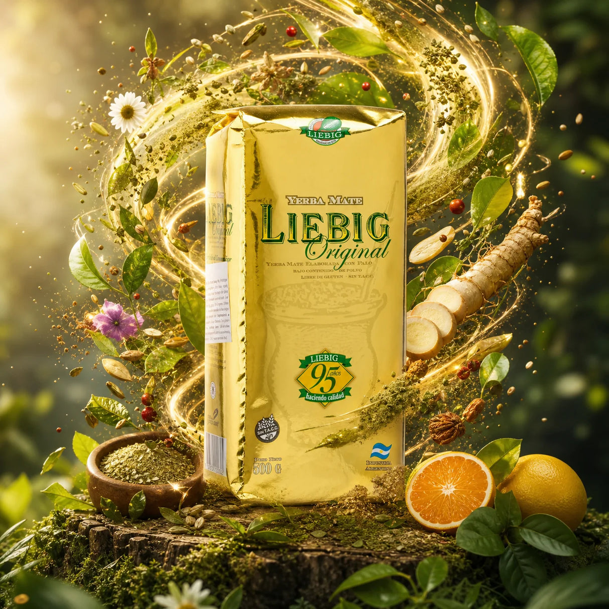 Liebig Original Yerba-Mate-Tee • Mit Stängeln hergestellt • 500 g