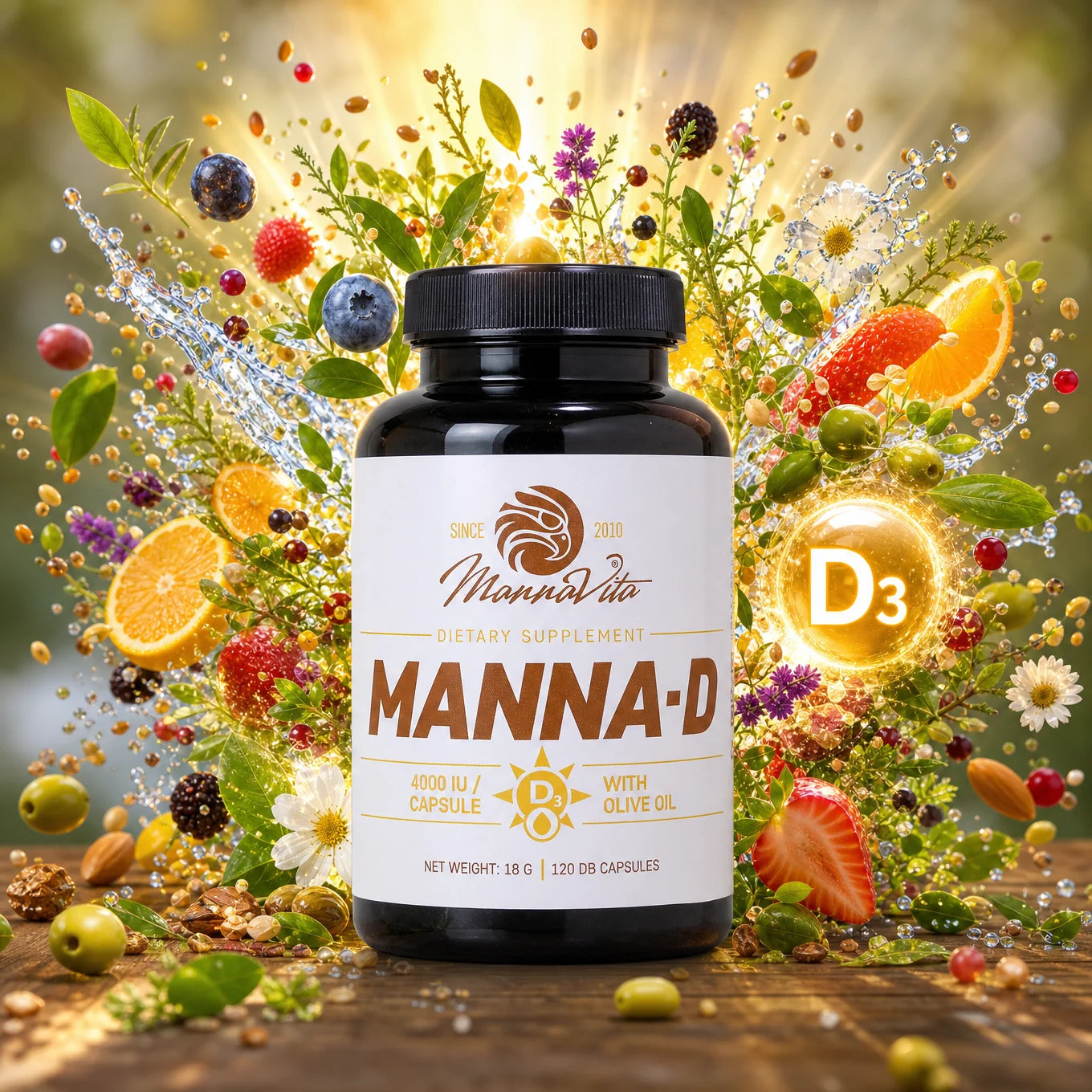 MANNA-D D3 Vitamin in Olivenöl 4000 IU • 120 Kapseln