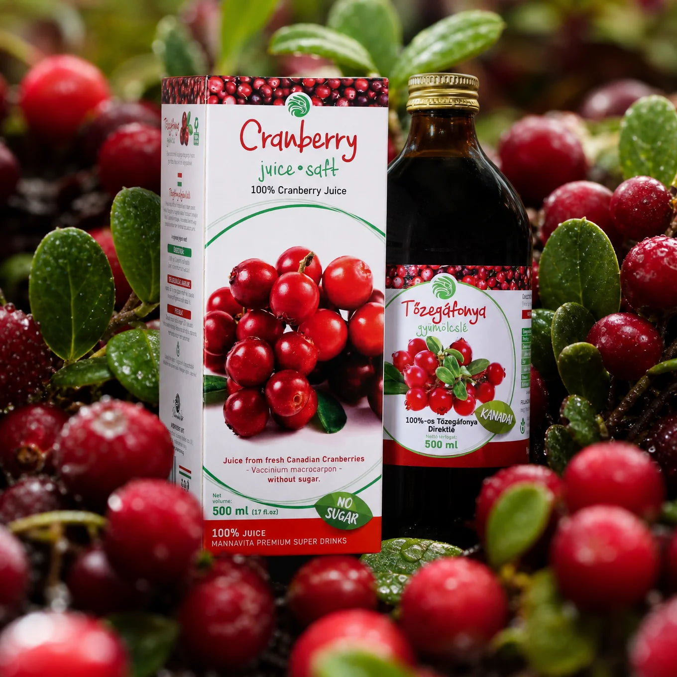 Mannavita Cranberry 100% gepresster reiner Saft • 500 ml