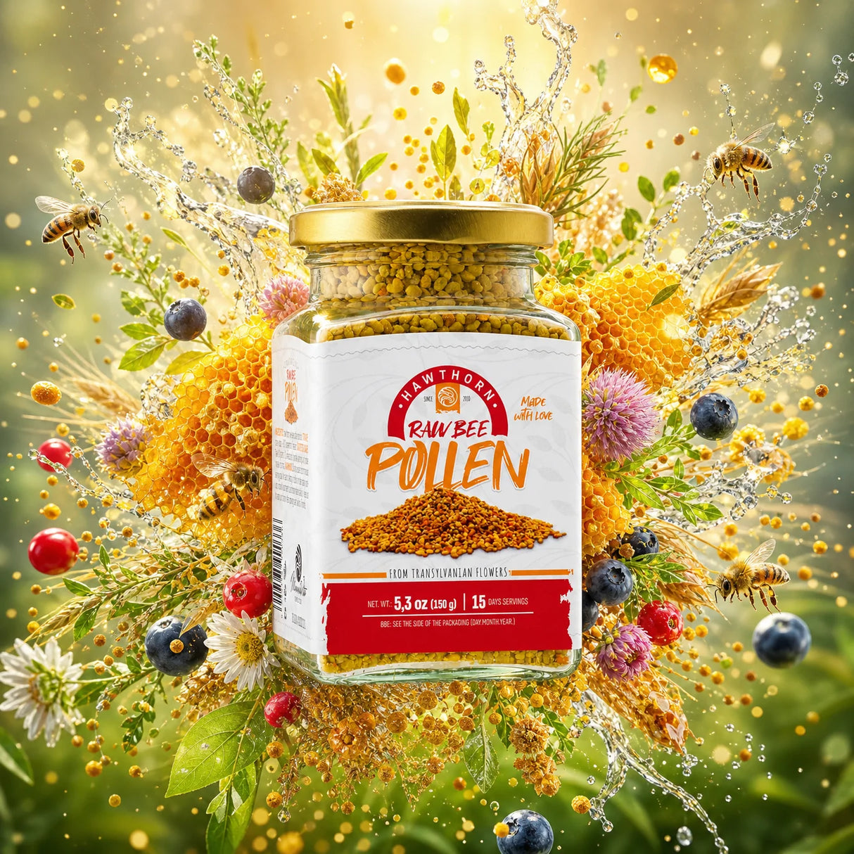 Mannavita roher Weißdorn-Blütenpollen • 150g