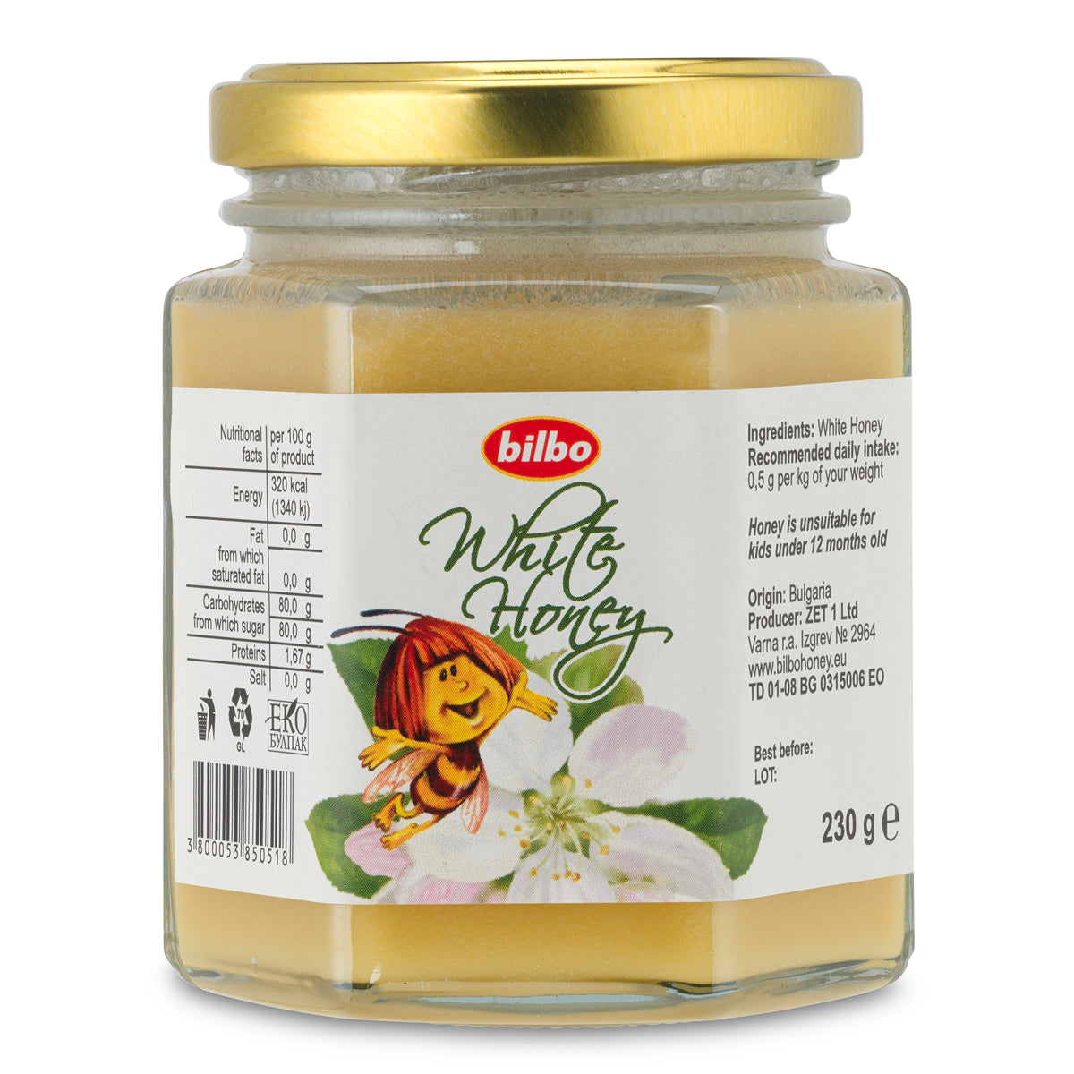 Bilbo roher weißer Honig • 230 g
